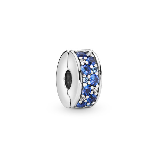 Pandora PANDORA  791817NSBMX Silver clip with blue crystal and silicone grip