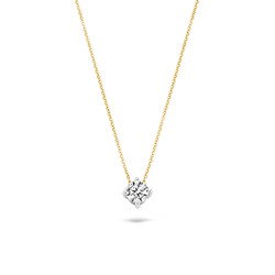 BLUSH 14k. bicolor gouden ankercollier fijn met solitairhanger zirkonia 4mm 42cm 3057BZI (UITLOPEND) met solitairhanger zirkonia 4mm 42cm 3057BZI (UITLOPEND)