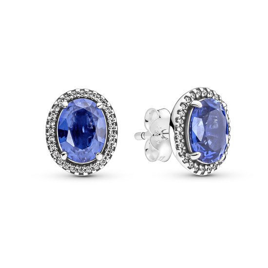 Pandora PANDORA 290040C01 Sterling silver stud earrings with princess blue crystal and zirconia