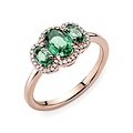 Pandora PANDORA ROSE 180057C01 Goldplated ring with 3x green oval crystal and zirconia