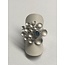 Breuning Breuning zilveren gerhodineerde fantasiering, rond, blauwe topaas 42/03236