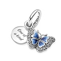 Pandora PANDORA 790757C01 Butterfly sterling silver dangle with clear zirconia, shaded blue and white enamel