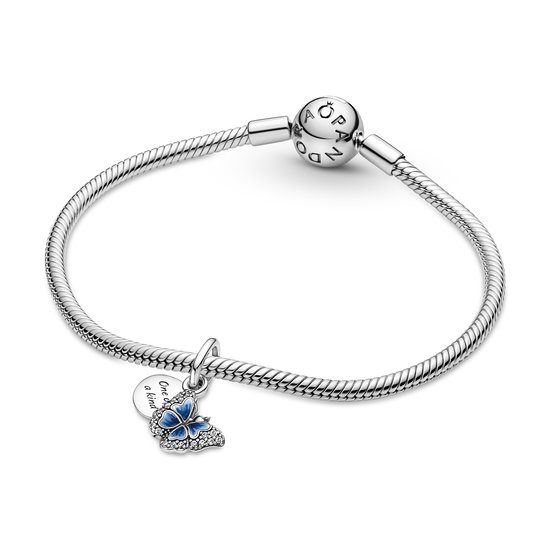 Pandora PANDORA 790757C01 Butterfly sterling silver dangle with clear zirconia, shaded blue and white enamel
