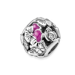 PANDORA 790759C01 Pansy, snail and butterfly sterling silver charm