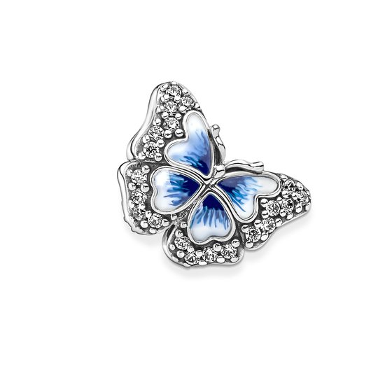 Pandora PANDORA 790761C01 Butterfly sterling silver charm with zirconia and shaded blue enamel and white enamel