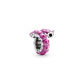 Pandora PANDORA 790762C01 Caterpillar sterling silver charm with black crystal, pink and dark pink enamel