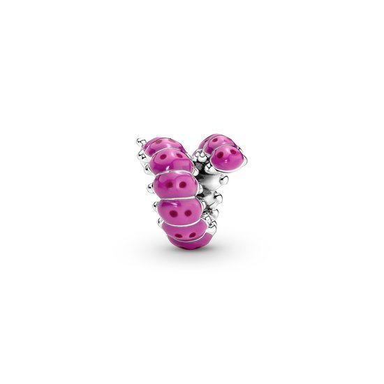 Pandora PANDORA 790762C01 Caterpillar sterling silver charm with black crystal, pink and dark pink enamel