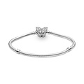 Pandora PANDORA 590782C01 Snake chain sterling silver bracelet with butterfly clasp with zirconia