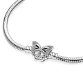 Pandora PANDORA 590782C01 Snake chain sterling silver bracelet with butterfly clasp with zirconia