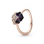 Pandora PANDORA 180764C01 Pansy 14k rose gold-plated ring with zirconia and shaded blue and violet enamel, maat 56