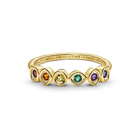 Pandora PANDORA MARVEL 160779C01  Infinity 14k gold-plated ring with royal green, blue, salsa red, honey coloured and yellow crystal