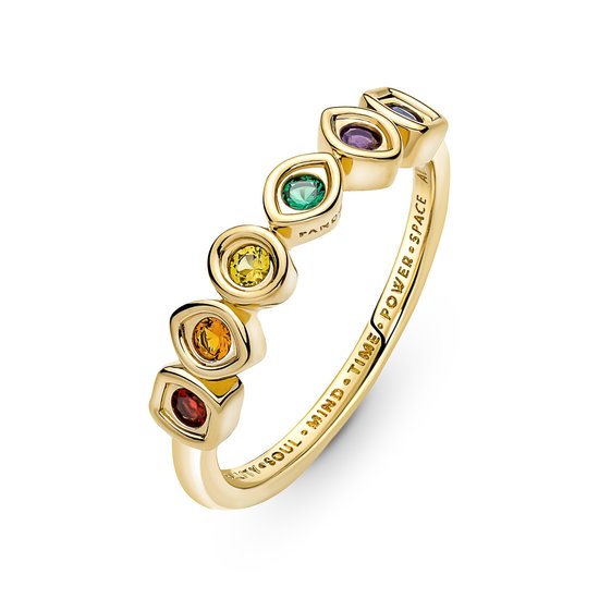 Pandora PANDORA MARVEL 160779C01  Infinity 14k gold-plated ring with royal green, blue, salsa red, honey coloured and yellow crystal