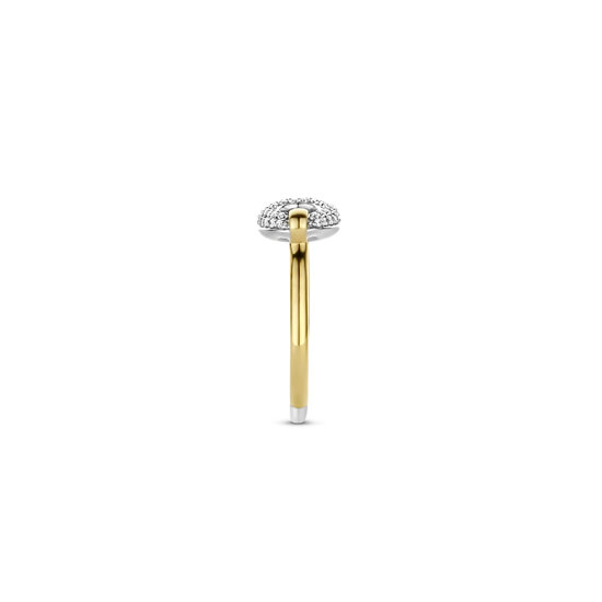 Ti Sento Milano TI SENTO MILANO 12257ZY0 Zilver vergulde ring met koffieboon-symbool, bezet met zirconia's(UITLOPEND)