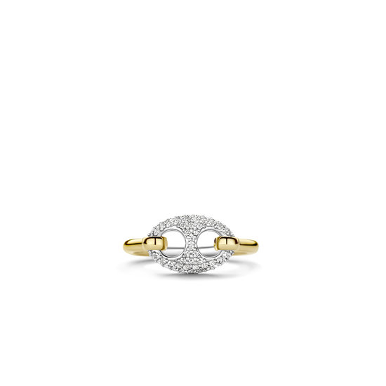 Ti Sento Milano TI SENTO MILANO 12257ZY0 Zilver vergulde ring met koffieboon-symbool, bezet met zirconia's(UITLOPEND)