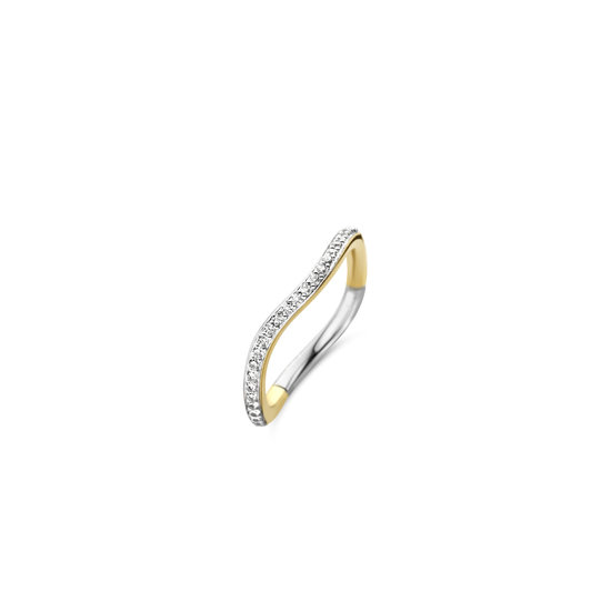 Ti Sento Milano TI SENTO MILANO 12260ZY Zilver gerhodineerde ring, gebogen lijn, verguld en zirconia's