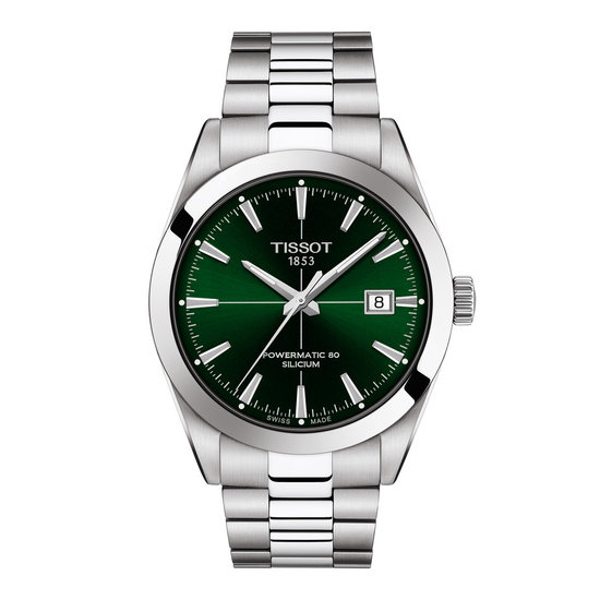 Tissot TISSOT Gentleman T1274071109101, staal/staal, automaat, groene wijzerplaat, saffierglas, 10 ATM