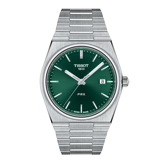 Tissot TISSOT PRX T137.410.11.091.00 staal/staal, groene wijzerplaat,10 ATM