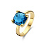 Jarrèl Jewelry JARREL 4Y.7219.TLS 14krt geelgouden ring Rimini medium met london blue topaas, maat 56