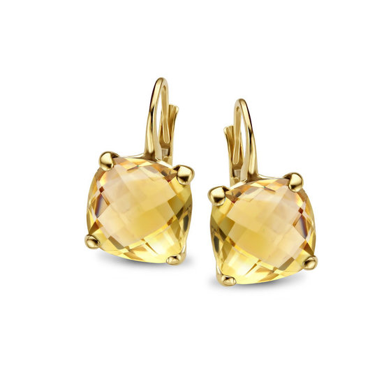 Jarrèl Jewelry JARREL 4Y.7127.CIS 14krt geelgouden oorhangers Rimini peau met citrien