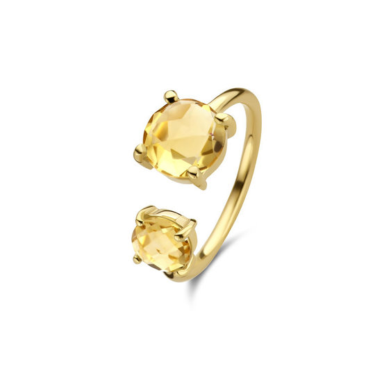 Jarrèl Jewelry JARREL 4Y.7169.CIS 14krt geelgouden ring Rimini bangle met 2x citrien, maat 53
