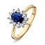 Excellent Jewelry Excellent Jewelry 14k Geelgouden ring Lady Di Saffier en Diamant