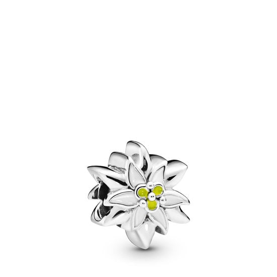Pandora  PANDORA 798243ENMX Edelweiss sterling silver charm with white and yellow enamel