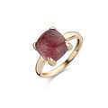 Jarrèl Jewelry JARREL 4Y.7309.RO2.BKC 14krt geelgouden ring Lucca met doublet: Robijn en bergkristal, maat 55