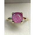 Jarrèl Jewelry JARREL 4Y.7309.RO2.BKC 14krt geelgouden ring Lucca met doublet: Robijn en bergkristal, maat 55