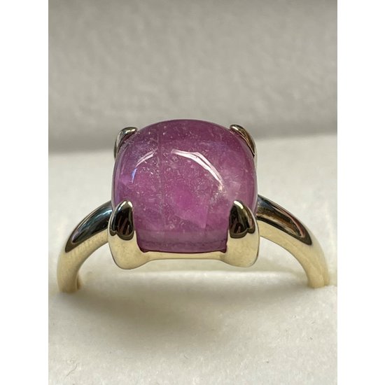 Jarrèl Jewelry JARREL 4Y.7309.RO2.BKC 14krt geelgouden ring Lucca met doublet: Robijn en bergkristal, maat 55