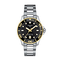 Tissot TISSOT SEASTAR 1000 36MM T1202102105100 quartz uurwerk, staal/staal zwarte wijzerplaat en bezel met goudkl. details, datum-6, 30ATM