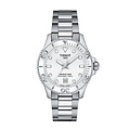 Tissot TISSOT SEASTAR 1000 36MM T1202101101100 quartz uurwerk, staal/staal witte wijzerplaat en bezel, extra witte siliconeband, datum-6, 30ATM
