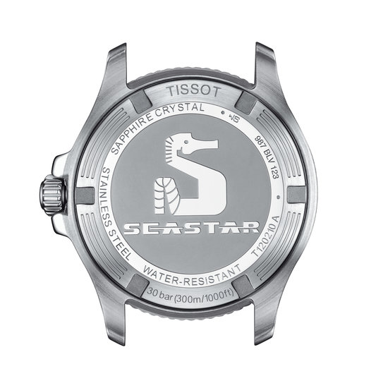 Tissot TISSOT SEASTAR 1000 36MM T1202101101100 quartz uurwerk, staal/staal witte wijzerplaat en bezel, extra witte siliconeband, datum-6, 30ATM