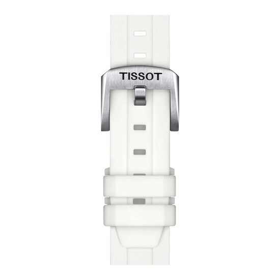Tissot TISSOT SEASTAR 1000 36MM T1202101101100 quartz uurwerk, staal/staal witte wijzerplaat en bezel, extra witte siliconeband, datum-6, 30ATM