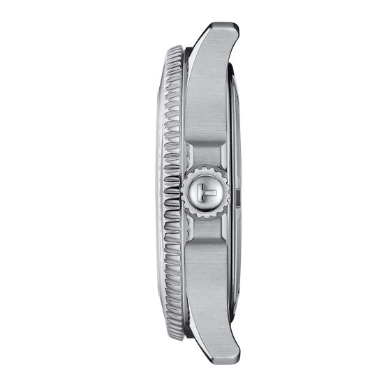 Tissot TISSOT SEASTAR 1000 36MM T1202101101100 quartz uurwerk, staal/staal witte wijzerplaat en bezel, extra witte siliconeband, datum-6, 30ATM