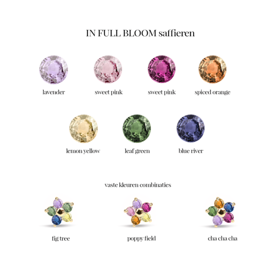 Miss Spring MISS SPRING ring Bloom MSR730-KL, geelgoud 5x blauwe saffier maat 56