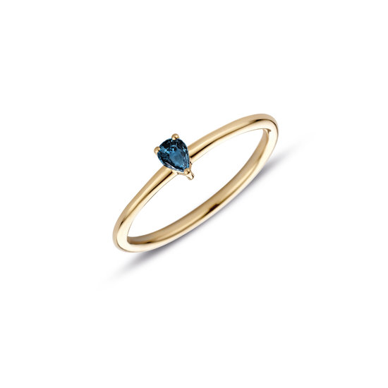 MISS SPRING ring Brilliantly MSR711-LBT,  4x3 pearshape london blue topaas maat 53