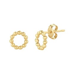 14 karaat geel gouden oorknoppen, rondje van pareldraad 1050091