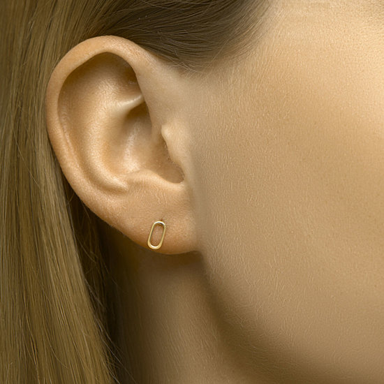 Collectie Milikan 14 karaatgeel gouden oorknoppen, open ovaal 1051124