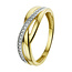 Collectie Milikan 14 karaat geel gouden ring, 3 baans glanzend met 1 baan pave zirconia's maat 17 1/4 1051426