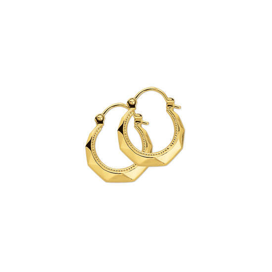 Collectie Milikan 14 karaat geelgouden oorringen 16 mm, schuine vlakken 1052280