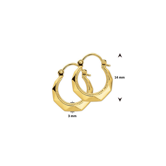 Collectie Milikan 14 karaat geelgouden oorringen 16 mm, schuine vlakken 1052280