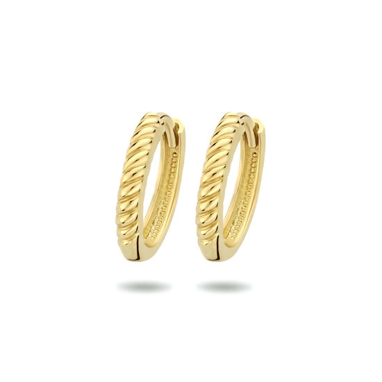 Collectie Milikan 14 karaat geelgouden klapcreolen torsdraad, 13x2.5 mm 1052283
