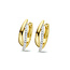 Collectie Milikan 14 karaat geelgouden klapcreolen, 2 baans met 1 baan pave zirconia, 16x4.5mm 1052285
