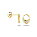 Collectie Milikan 14 karaat geelgouden oorknoppen, ovaal met 2x3 zirconia 1052291