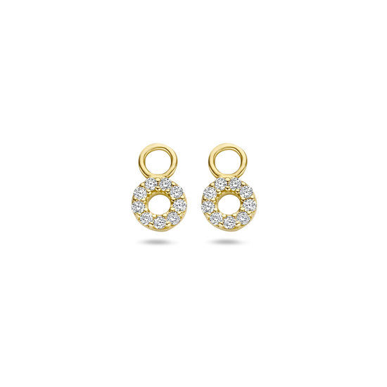 Blush BLUSH 14k Geelgouden Creool aanhangers rond zirconia 9065YZI