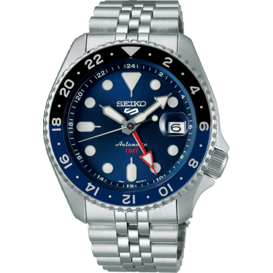 Seiko SEIKO 5 SPORTS SSK003K1, automaat staal/staal, GMT, blauwe wijzerplaat, 10ATM