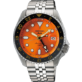 Seiko SEIKO 5 SPORTS SSK005K1, automaat staal/staal, GMT, oranje wijzerplaat, 10ATM
