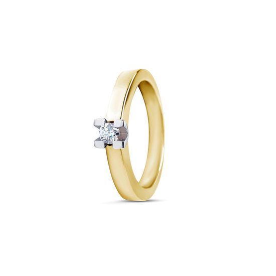 by R&C R&C Lifetime Collection Solitairs Roman ring RIN0012M-55, bicolor 0.10ct SI/R maat 55