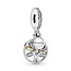 Pandora PANDORA 791728CZ Family Tree silver dangle with 14kt gold and clear zirconia