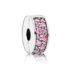 PANDORA 791817PCZ Silver clip with pink zirconia